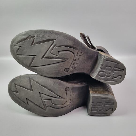 Airstep A.S 98 Black Leather Ankle Chuncky Heel Boots Womens EUR 36 US 5.5 - 6 - Picture 12 of 12